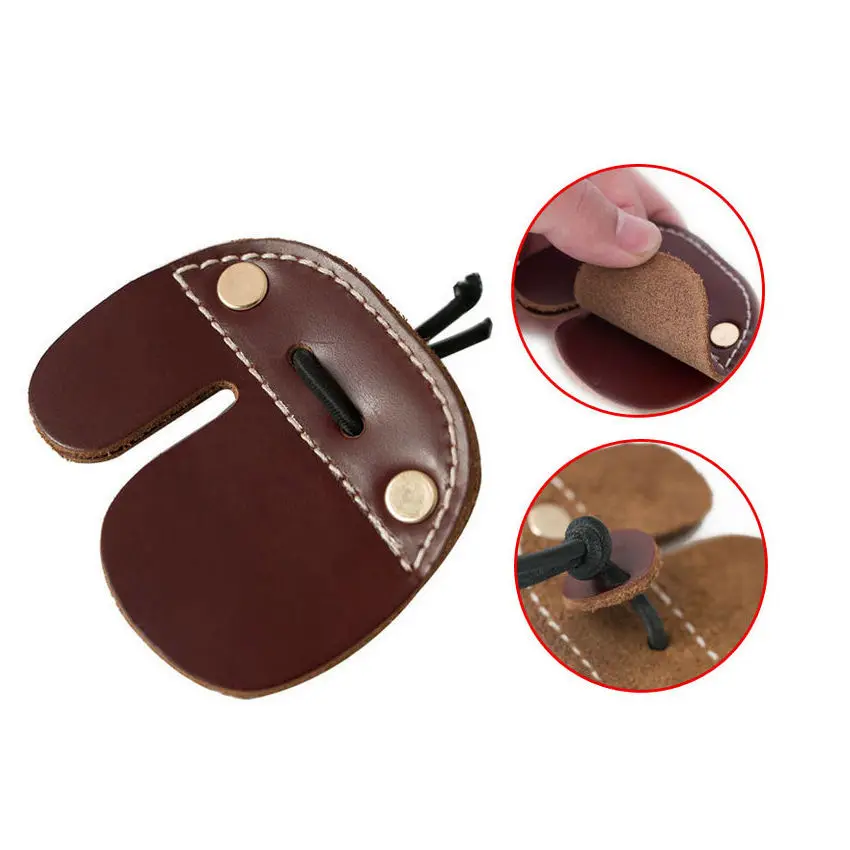 Double Layer Cow Leather Archery Finger Guard Protection Pad Glove Tab