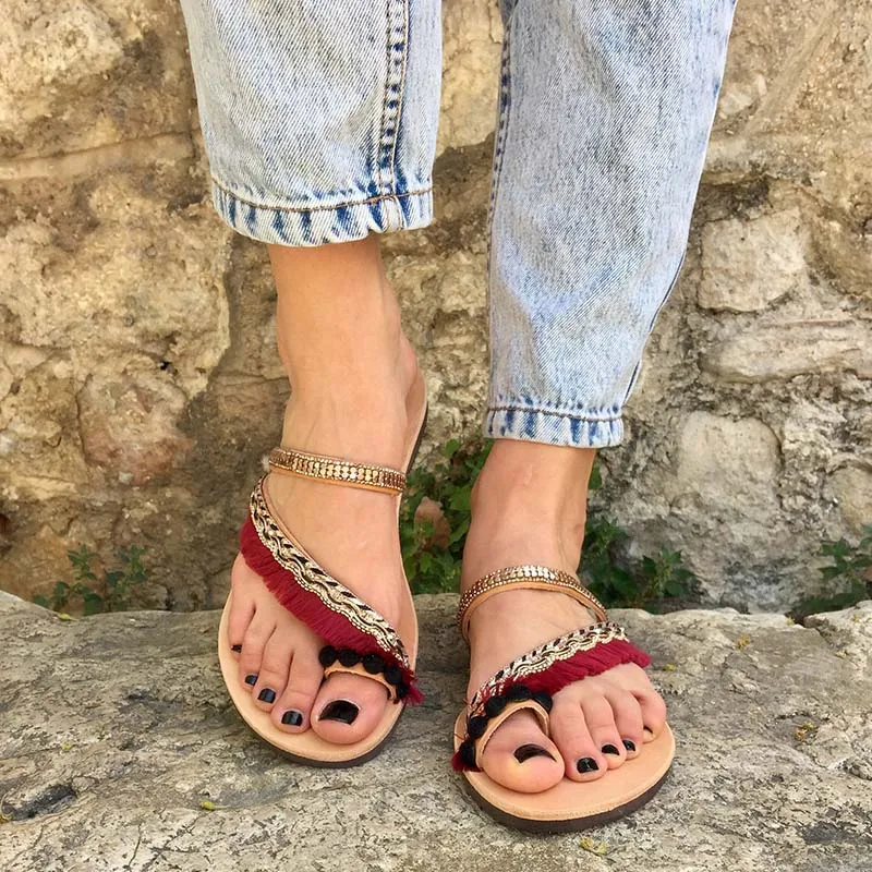 

VTOTA Summer Flat Slippers Women Fringe Beach Open Toe Flip Flops Women Casual Plus Size 35-43 Ladies Shoes Women Designers