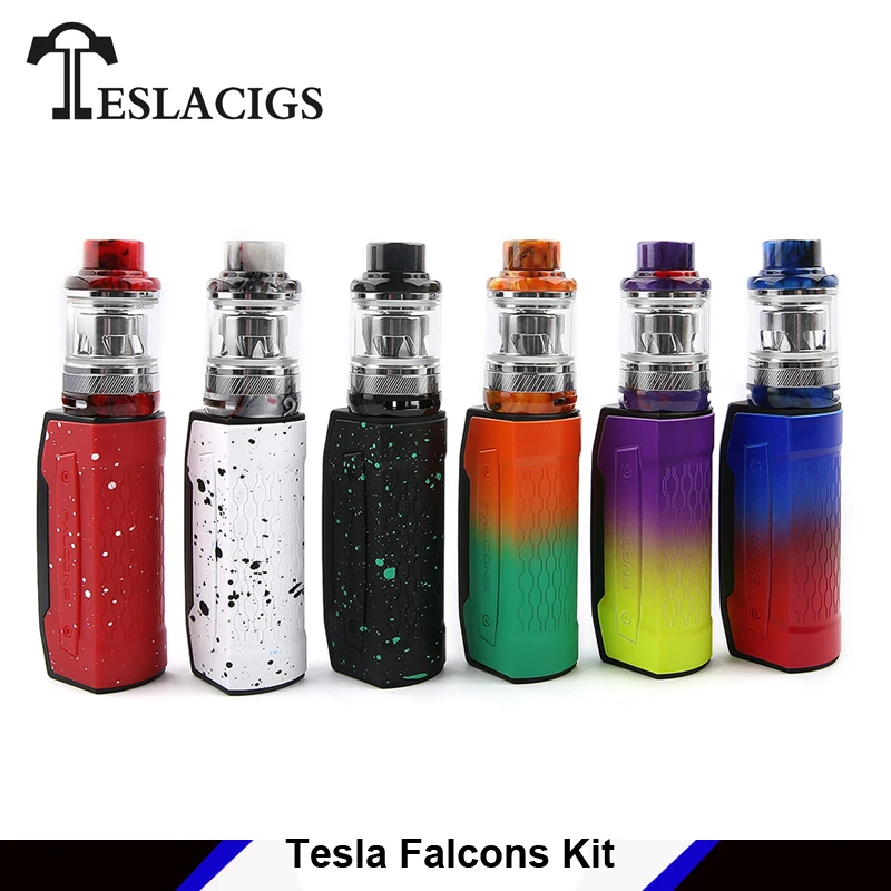 

Original Tesla Falcons Starter Kit 2ML /6ML Resin Sub ohm Tank 2000mAh Battery with TS-XX 0.18ohm Coil Teslacigs e-cigarette kit