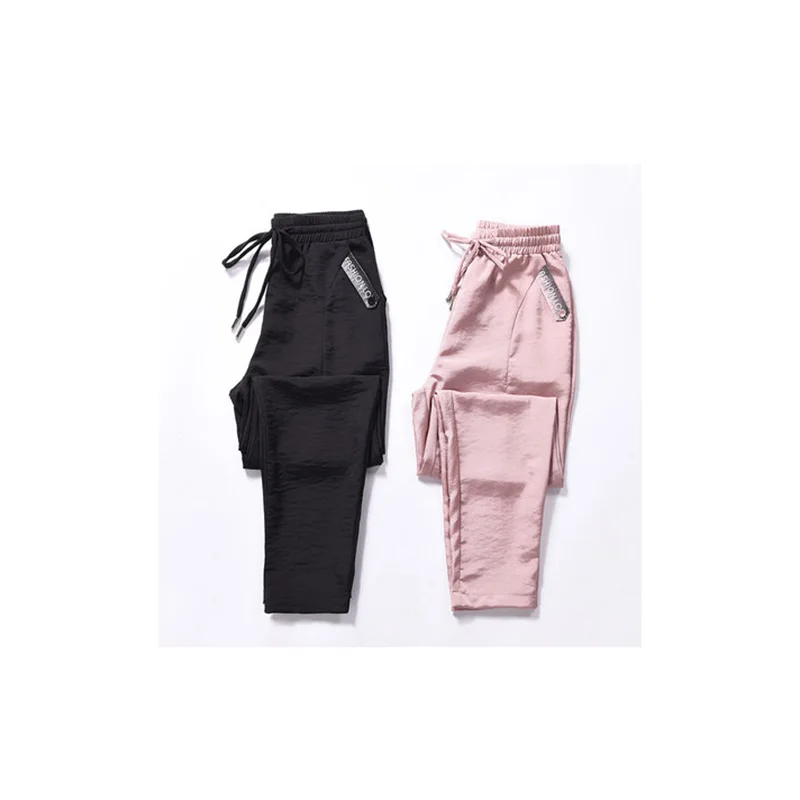 

Women's pants 2019 spring summer new thin section ice silk casual sweatpants loose wild harem pants tide high waist pants B33
