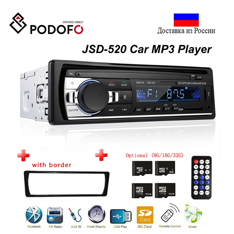 

Podofo Radio Car Autoradio 1 Din Bluetooth SD MP3 Player Coche Estereo Poste Para Auto Audio Stereo Carro Samochodowe Automotivo