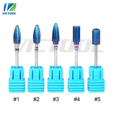 1 piece Victool 9 Shapes Available Blue Coating Tungsten Carbide Nail Bit For Electric Manicure Drill Machine Nail File Art Tool