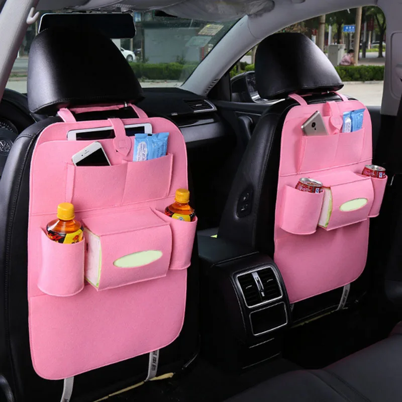 Горячий органайзер для заднего сиденья автомобиля держатель многофункциональная сумка для хранения подвесная прочная для путешествий BX - Название цвета: Розовый