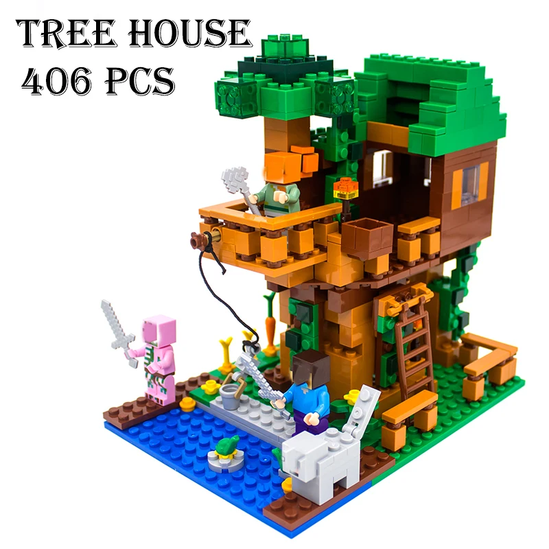 Модель Строительство комплекты совместимые с лего 18009 мой мира MineCraft джунглей Tree
