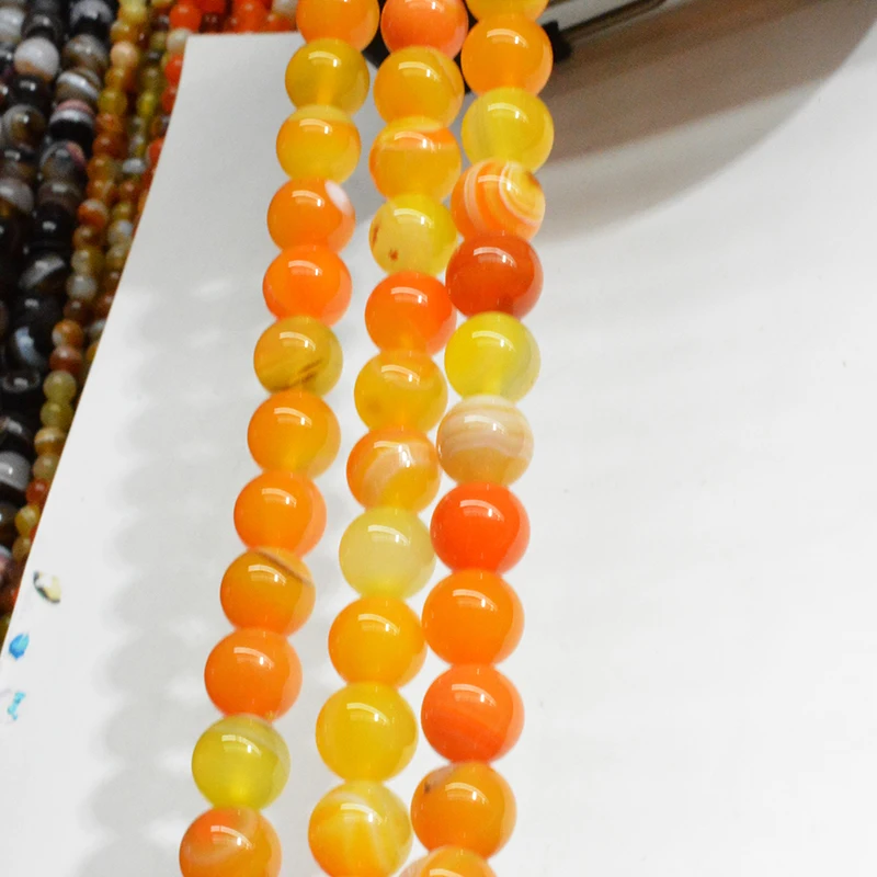 

FLTMERH-Wholesale Natural Orange Banded Agat Natural Stone Round Beads for Jewelry Making DIY Bracelet Necklace6 8 10 12 Mm