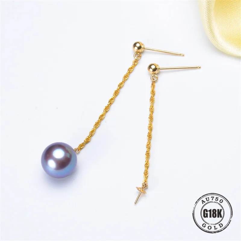 

DIY Earrings Jewelry Findings Blank Earrings Bracket AU750 G18K Yellow Gold Simple Bracket Natural Pearl Needle Cap Accessories