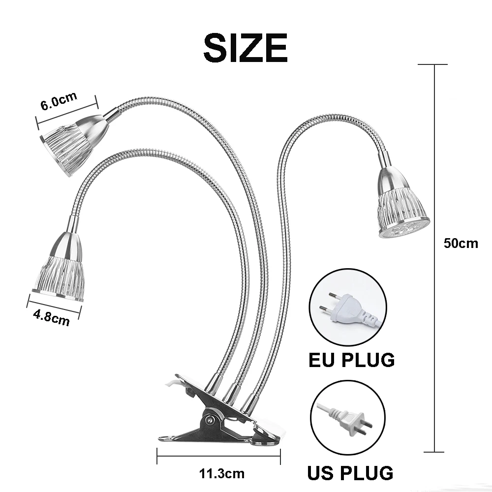 Бренд BUYBAY полный спектр светодиодный светильник для выращивания 10 Вт 20 Вт 30 Вт 360 градусов Гибкая Настольная лампа с зажимом для головы светильник для внутреннего сада лампа для растений