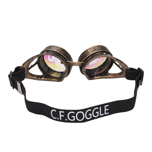 Steampunk Goggles With Colorful Lens Rave Festival Party EDM Glasses Cosplay Vintage Glass Eyewear Gemstone Series 4