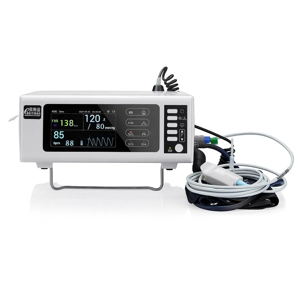 Портативный акушерский монитор для обнаружения сердцебиения плода для беременных, кровяного давления и пульсоксиметра с термопринтером, цветной ЖК-дисплей