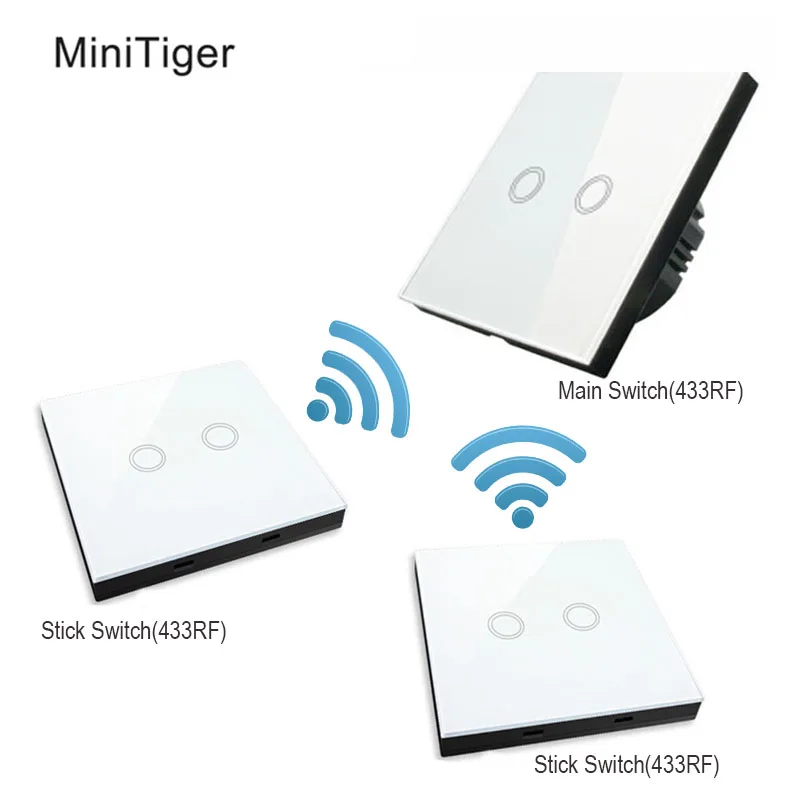 

minitiger EU standard touch switches and wireless remote control RF433Mhz remote control wall lamp bulb remote control switch