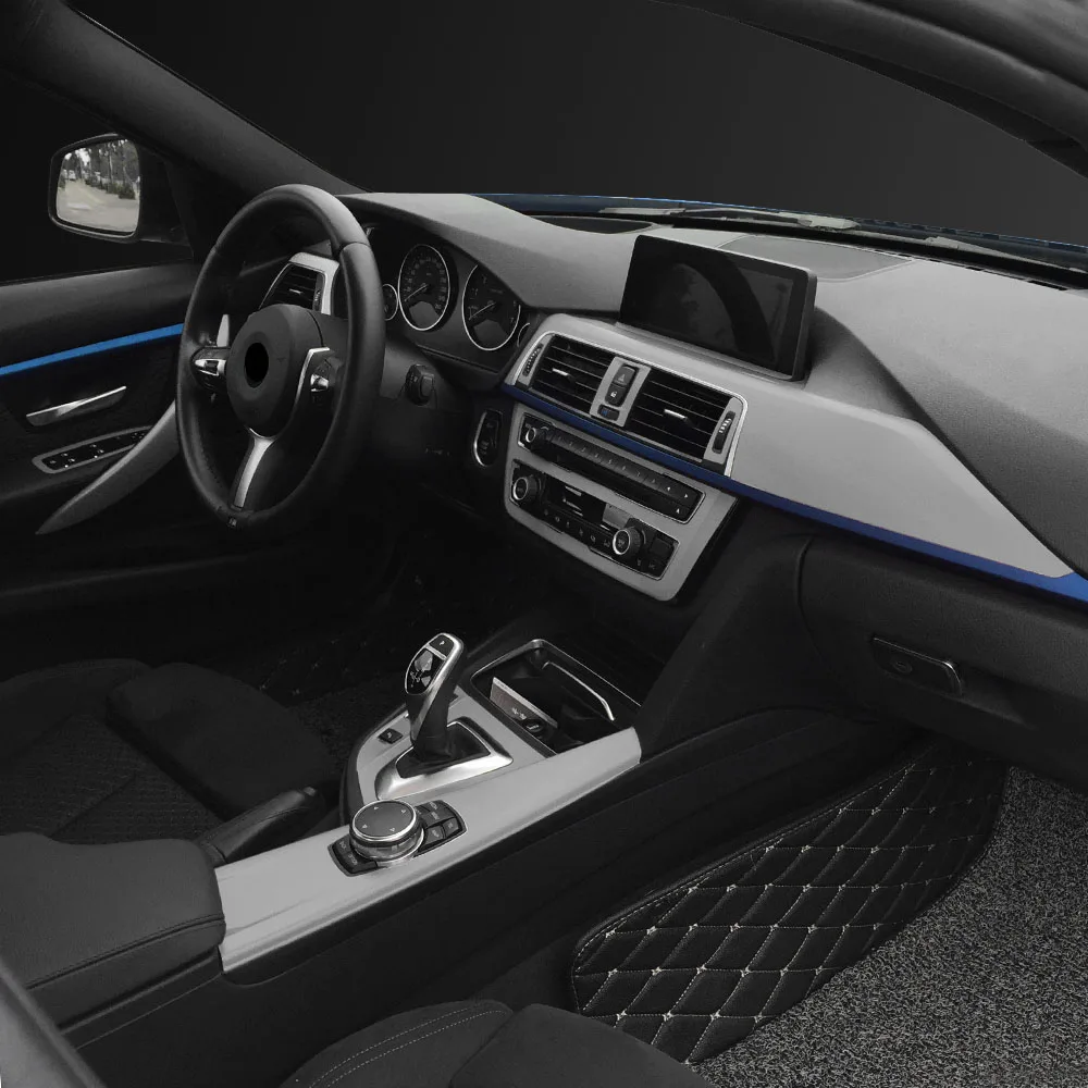 Для BMW F30 F35 передняя отделка консоль с подсветкой электрический выключатель с Панель углеродного волокна защитная пленка самоклеющаяся автомобиля Средства для укладки волос - Название цвета: ice matt silver
