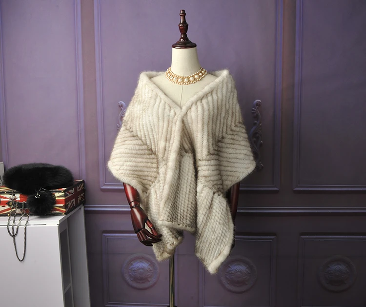 Солнечный сапфировый серый женский Зимний вязаный импортный шарф из меха норки, шарфы, палантин, шаль, шаль