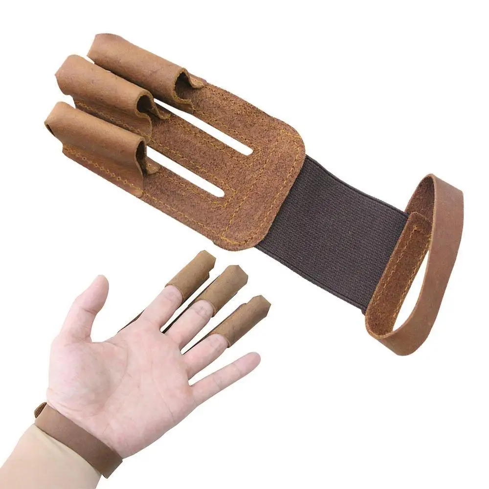 

Archery 3 Finger Hand Protective Glove Draw Bow Arm Guard Arrow Shooting Gloves