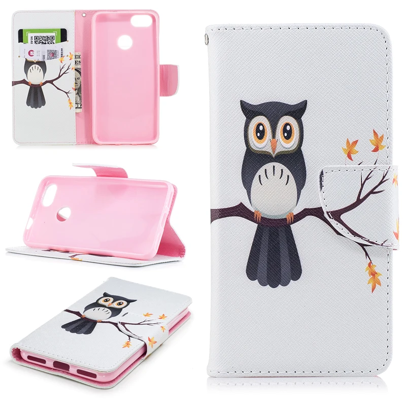 

Colored Drawing PU Leather Cases for Huawei P9 Lite Mini Y6 Pro(2017) Kickstand Flip Mobile Phone Cases with Wallet Card Holders