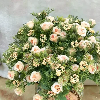 Wedding Decoration Artificial Rose Flower Simulation Fake Plant Bunch Bridal Holding Fake Flowers Valentines Day Gift Floral