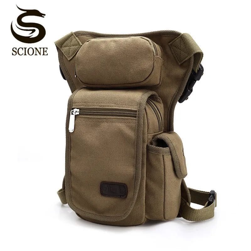 

New High Quality Multifunction Canvas Men Army Green Black Brown Belt Bag Mens Waist Pack Leg Bag for Men Daily Use JXY528