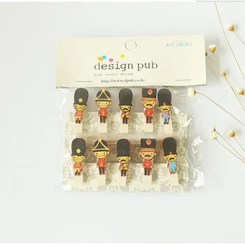 

1set (10Pcs) lovely soldier decoration folder Wooden Clip Photo Paper Craft DIY Clips with 2m Hemp Rope