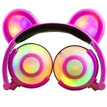 Foldable Bear Ear Recharging Headphones Panda Gaming Headset With Glowing LED Light halloweeen gift for girls kids adults Phones
