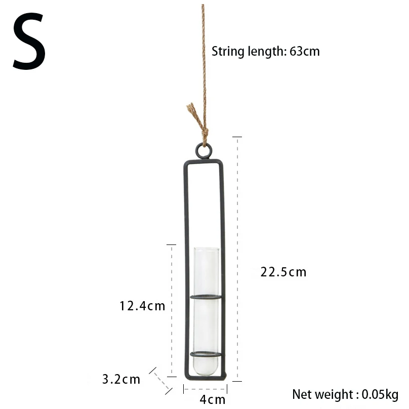 Креативная настенная подвесная ваза для цветов, железное стекло, гидропоника, горшок для растений, прозрачная подвесная бутылка для цветов, домашний декоративный орнамент - Цвет: S