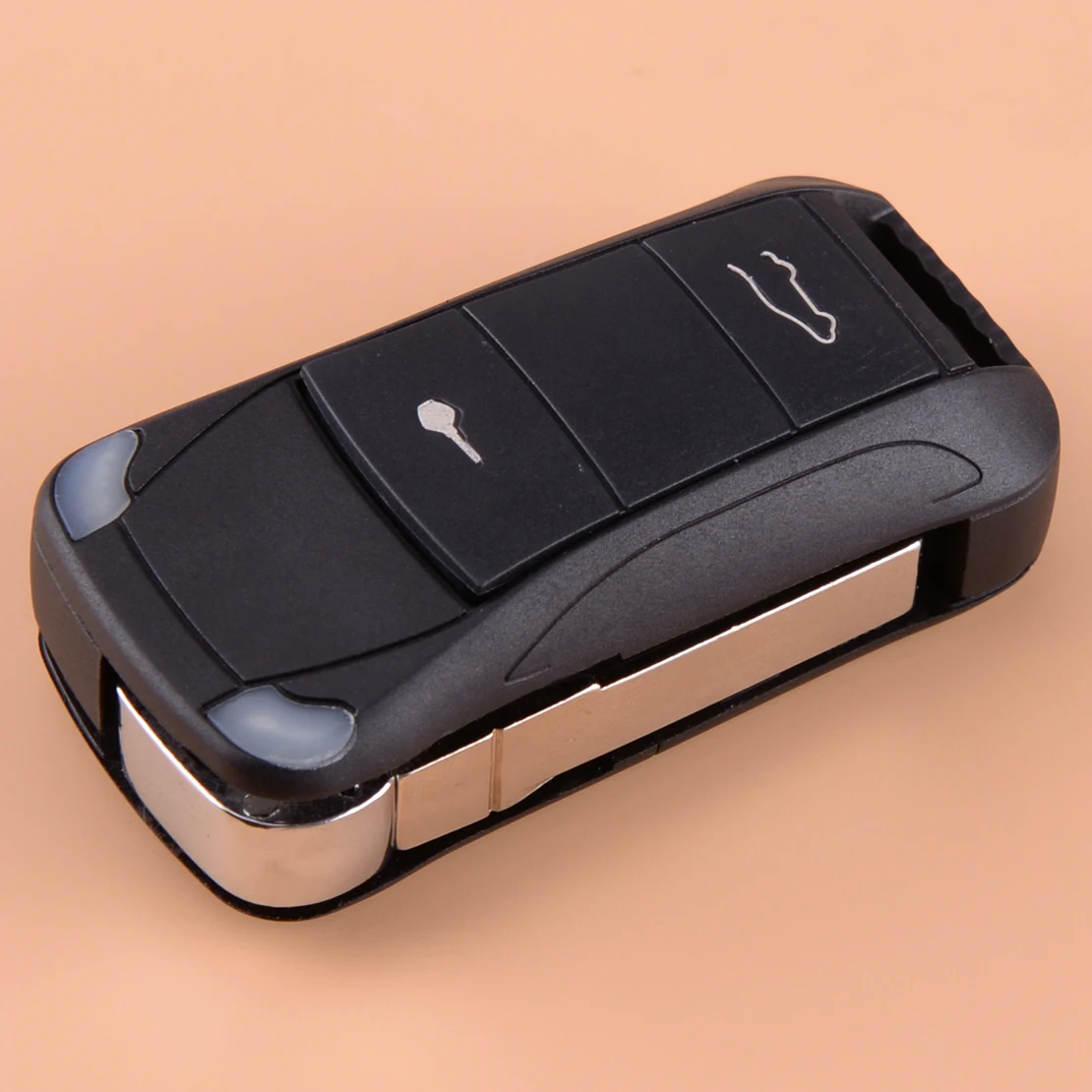 

DWCX 1Pc Car 2 Buttons Flip Folding Remote Uncut Blade Key Shell Case Fob Battery Base fit for Porsche Cayenne 2003-2011 2012