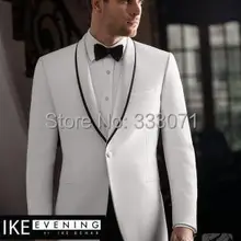 Платье жениха Новое поступление белый стильный одна пуговица шаль лацкан смокинг человек жениха свадебный/деловой костюм на заказ