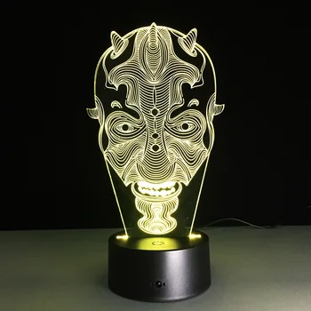 

3D Night Light Darth Maul Face 3D Led Light Decorative Table Lamp USB LED Creative 3D Lighting Lamp Visual Night Light Xmas Gift
