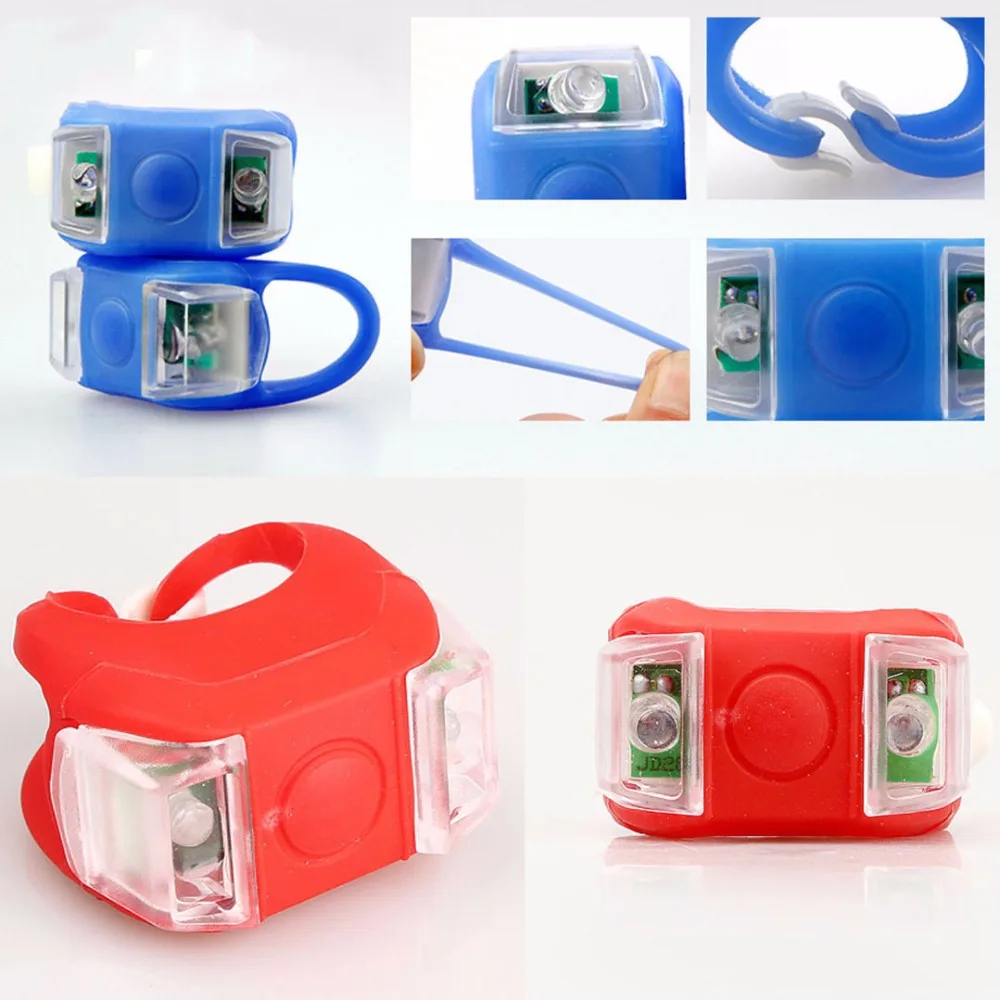 Excellent Waterproof Silicone Mountain Bike Light Cycling Warning Lights Front Rear Tail Lamp Bicycle Light With Battery 2