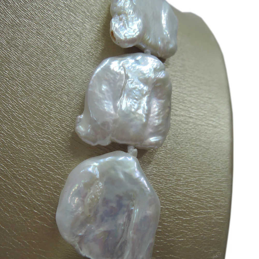 Натуральный пресноводный барочный жемчуг ожерелье-хорошее качество-925 серебряная застежка