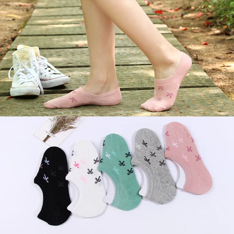 5 Pairs/lot Ladies Invisible Socks Cotton No Show Socks Girls Female