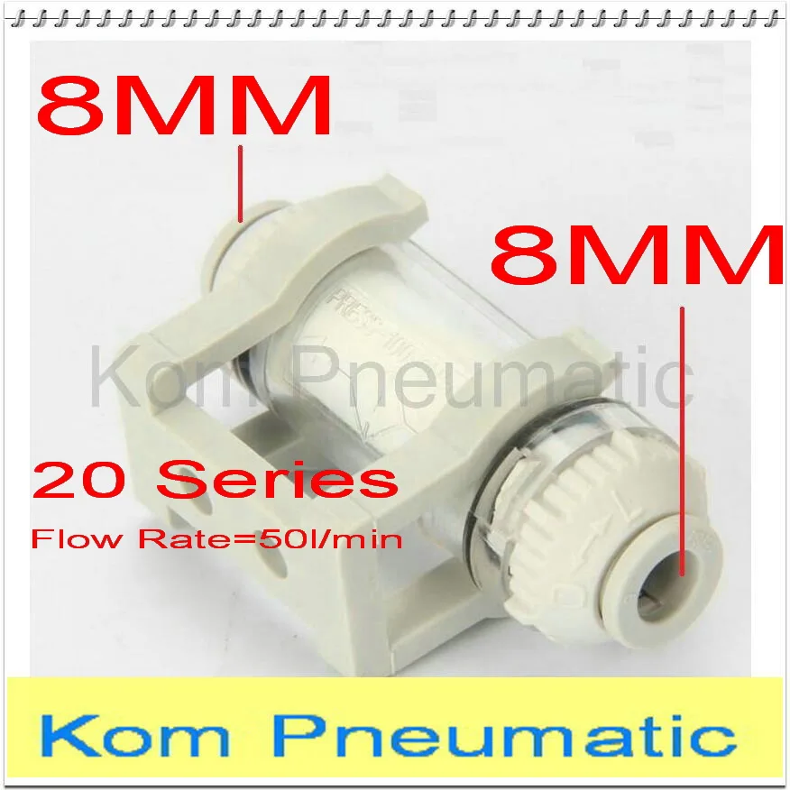 

ZFC 200-08B SMC Type In Line Vacuum Air Suction Filter With 8MM Pipe Tube One Touch Fitting,Element Removable 50L/min ZFC200-08