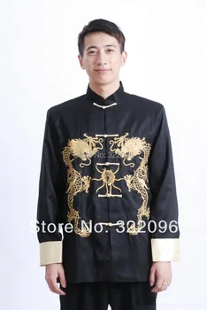 

Shanghai Story kung fu Long Sleeve Tang suit Chinese Traditional Double dragon dragon embroidery Tang Jacket mandarin collar