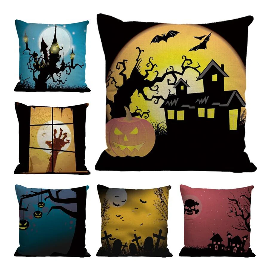 Halloween Festival Decorative Cushion Cover Horrifying Pumpkin For Bed