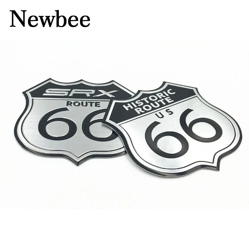 

Newbee Car Styling 3D Metal Sign Sticker America US HISTORIC ROUTE 66 ROAD Emblem Badge SRX Logo Motorcycle Decal For Cadillac