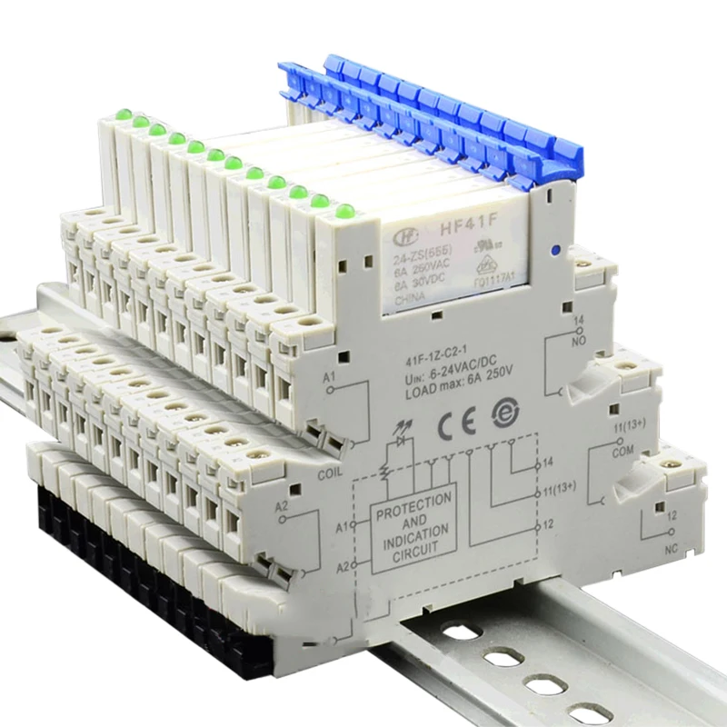 HF41F 24 ZS 1 шт. тонкое реле Din Rail мощности PCB держатель катушки В постоянного тока