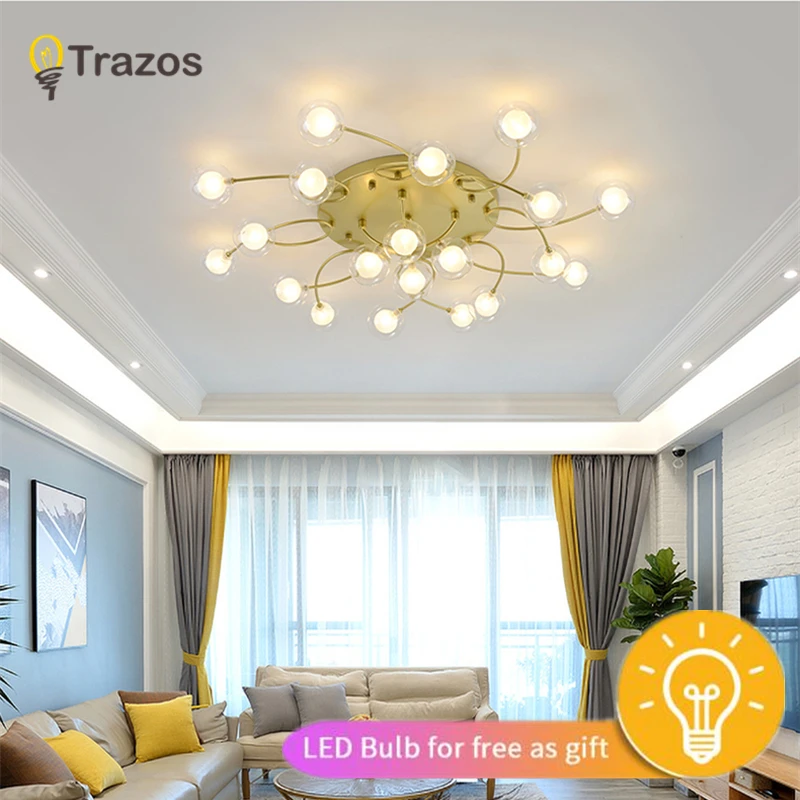 TRAZOS, стеклянные металлические люстры для дома, светодиодные люстры для столовой, гостиной, спальни, коридора, современные потолочные люстры, светильники