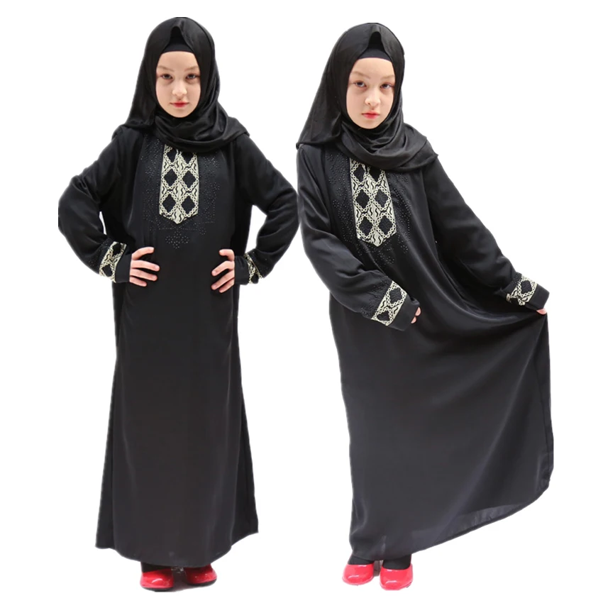 

Children Muslim Islamic Clothing 2019 News Dress Abaya Turkey Dubai Kaftan for Girl Dress+hijab 2pcs Suits Infant Robe Vestidos