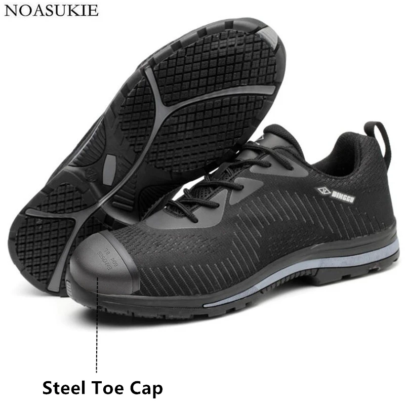 

4 Colors Steel Safety Shoes Of Men Cool Striped Mesh Breathable Summer Work Shoes Boots Anti Smashing Puncture Steel Toe Shoes