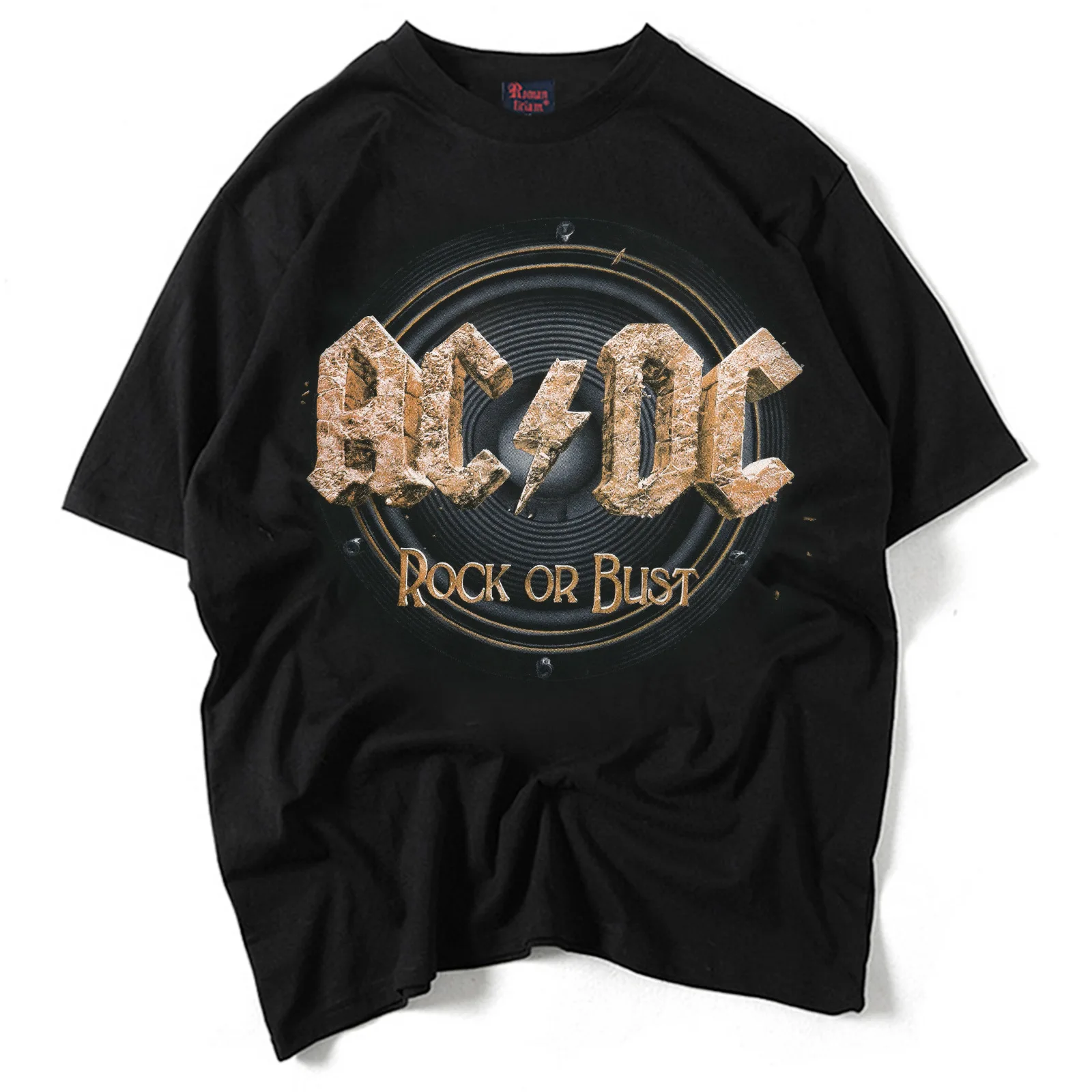 AC/DC Группа рок футболка мужская acdc рок или бюст футболки с принтом Повседневная футболка с круглым вырезом хип хоп короткий рукав хлопок Топ - Цвет: black