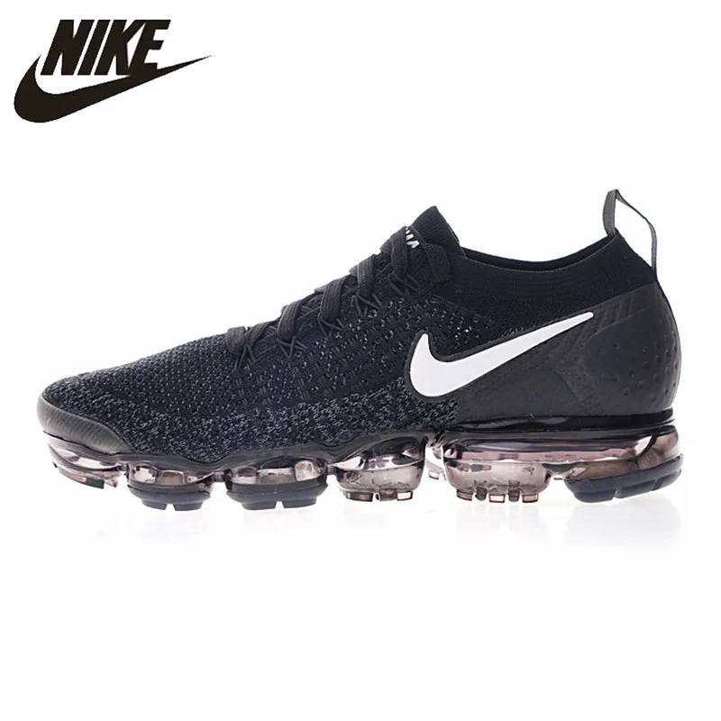 

Nike AIR VAPORMAX FLYKNIT Men's Breathable Abrasion Running Shoes, Black & White, Resistant Shock Absorb 942842 001