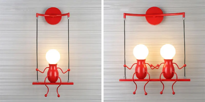 Modern Creative LED Wall Light E27 Black White Red Wall Lamp Sconce Home Fixtures For Children's Room Living Room Bedroom 110-220V (10)