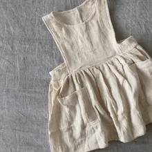 Ins/платье для маленьких девочек в европейском и американском стиле, повседневное льняное платье, летняя одежда, детское платье принцессы с карманами