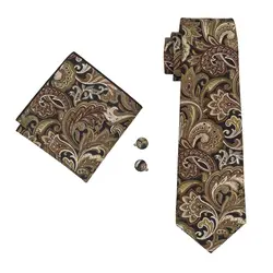DiBanGu новый коричневый Для мужчин комплект галстуков дополнительный длинный размер 150 см * 8,5 см галстук темно-цветочный хлопок Шелковый