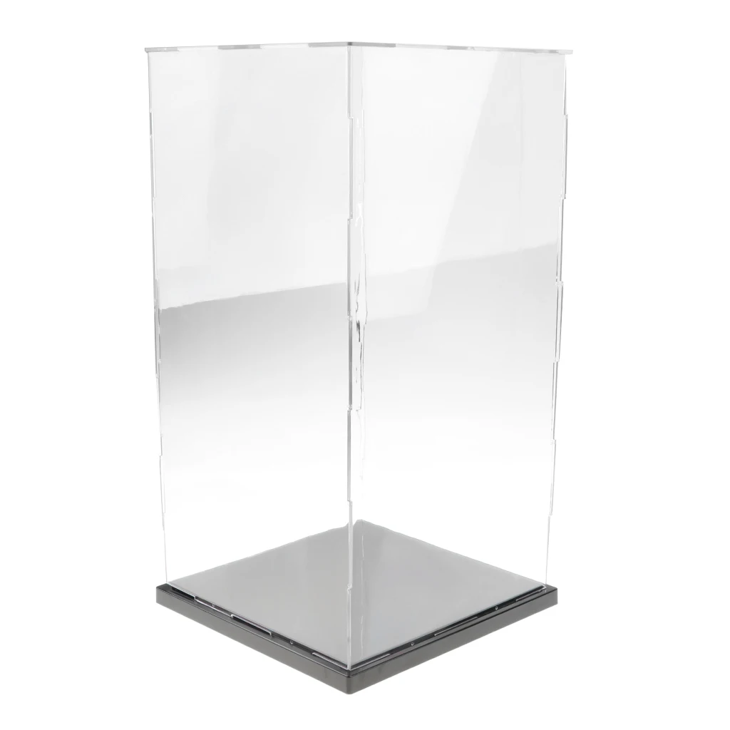 100% brand new  21x21x41cm Transparent Display Show Case with Balck Base for Figures Model Protect your collectibles from dust