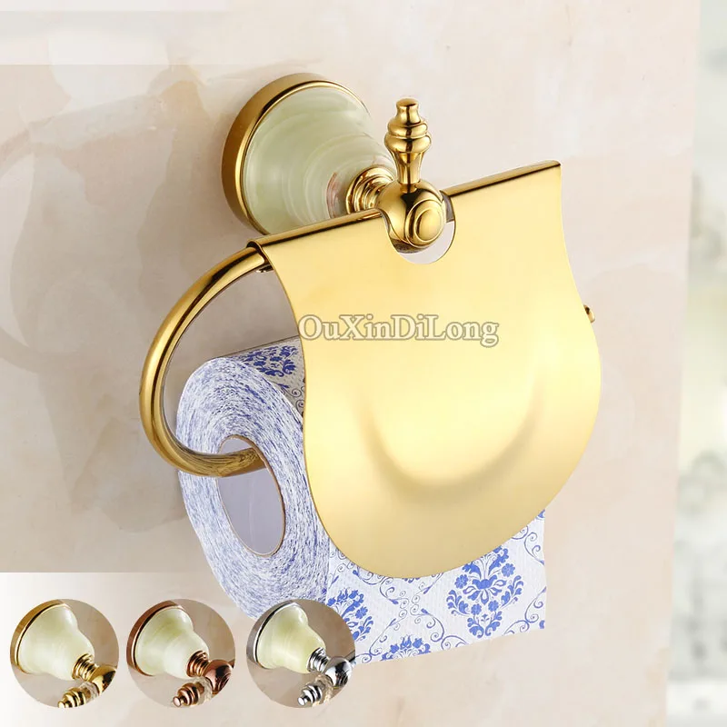 Wall Mounted Golden/Rose Golden Toilet Paper Holder Solid Brass Roll