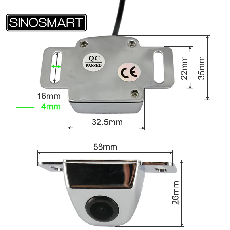 Sinosmart универсальный парковка передняя реверсивная монитор камера металлической крышкой винт фиксированного водонепроницаемый