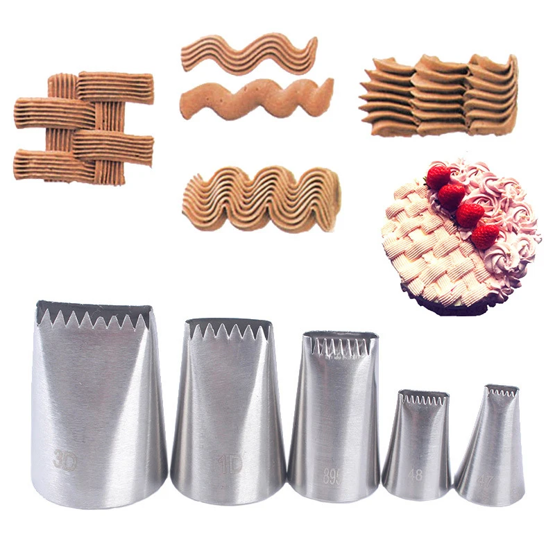 

5Pcs/Set Stainless Steel Weaving Piping Tips Braid Cake Pastry Cookie Cream Nozzles Icing Piping Cake Decorating Tools
