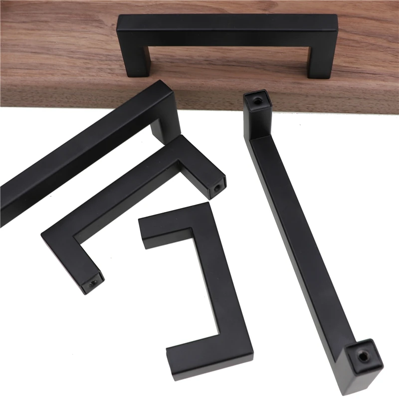 RUNBAZEF Современная черная ручка для шкафа квадратная мебельная фурнитура нержавеющая сталь кухонные дверные ручки для шкафа ручки для ящика шкафа