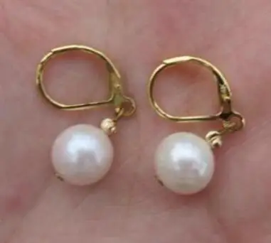 

Wholesale price ^^^HOT PERFECT 9-10MM NATURAL ROUND AKOYA WHITE PEARL EARRING