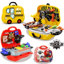 Suitcase toys engineer tools props for kids role play simulation builder kits pretend play educational toy brinquedo menino