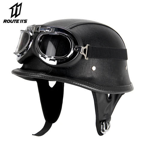 Home v1 175 capacete da motocicleta capacete para motocicleta preta de couro da motocicleta abrir rosto meio capacete